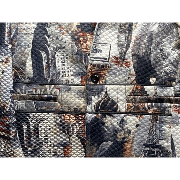 Barabas Men's XL New York All Over Print Waffle Jacket Blazer Paisley Interior - Picture 5 of 16